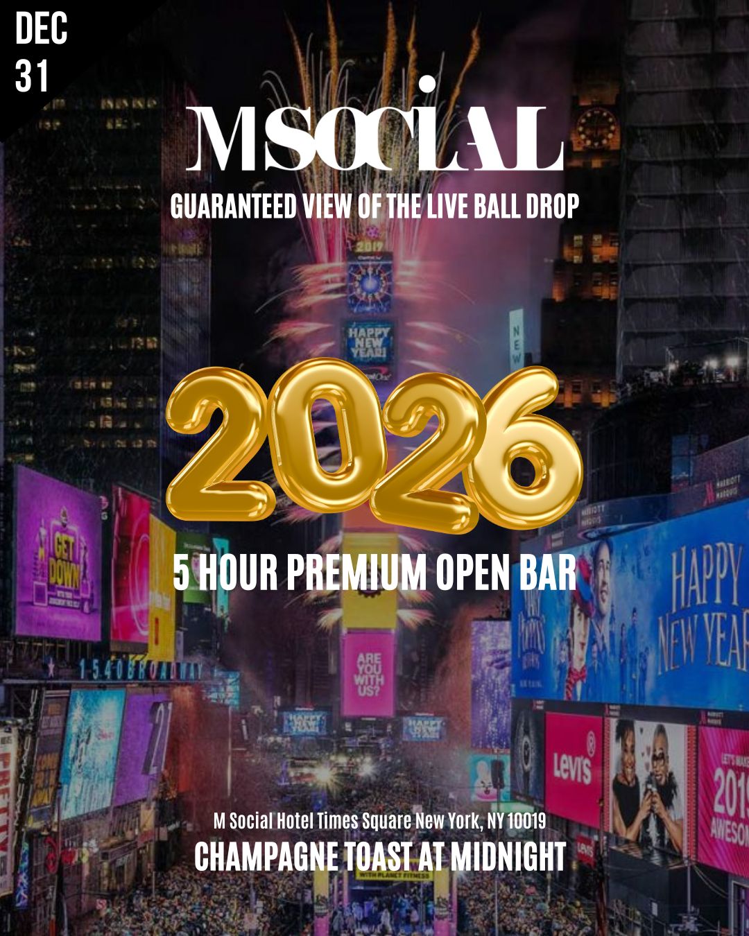 NYC NYE 2026 M SOCIAL HOTEL TIMES SQUARE NYC NYE 2026 M SOCIAL HOTEL TIMES SQUARE
