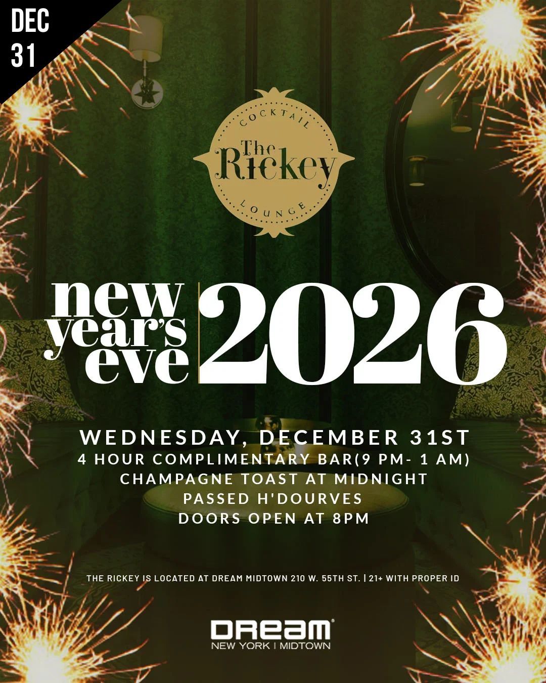 NYC NYE 2026 THE RICKEY DREAM MIDTOWN NYC NYE 2026 THE RICKEY DREAM MIDTOWN
